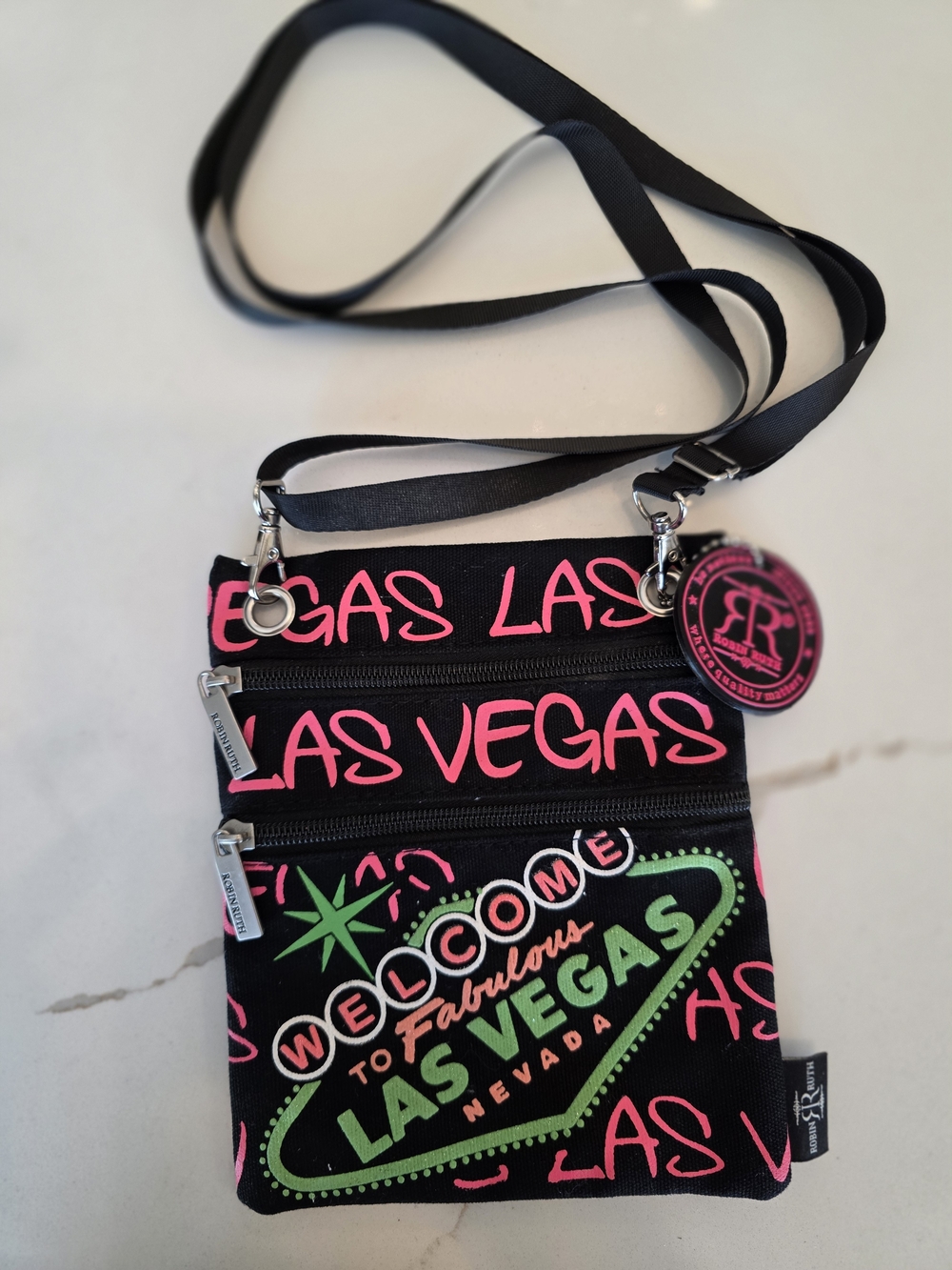 Las Vegas Black Crossbody Bag with Neon Print - RR Brand